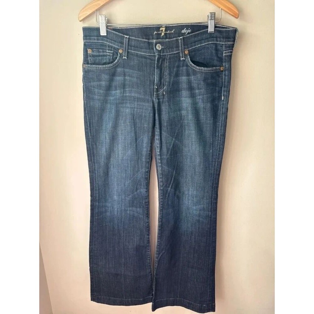 7 For All Mankind Dojo Low Rise Flare Jeans Blue Y2K